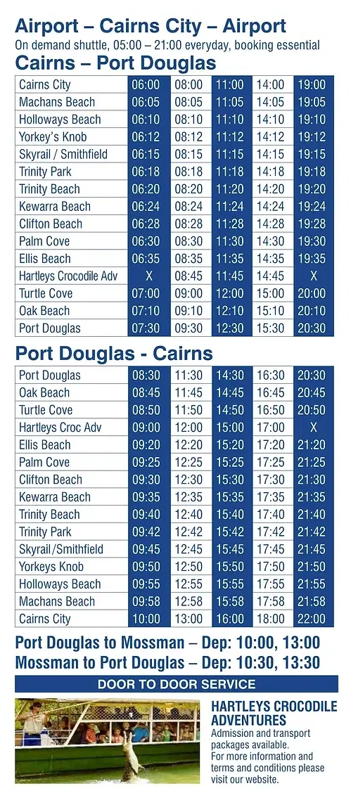 Shuttle Bus Timetable